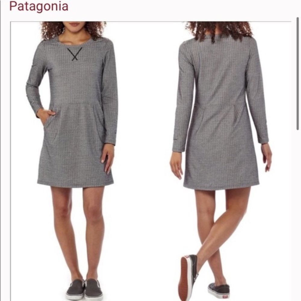 Patagonia Active Herringbone Long Sleeve Full Skirt w/ Pockets Dress Size small